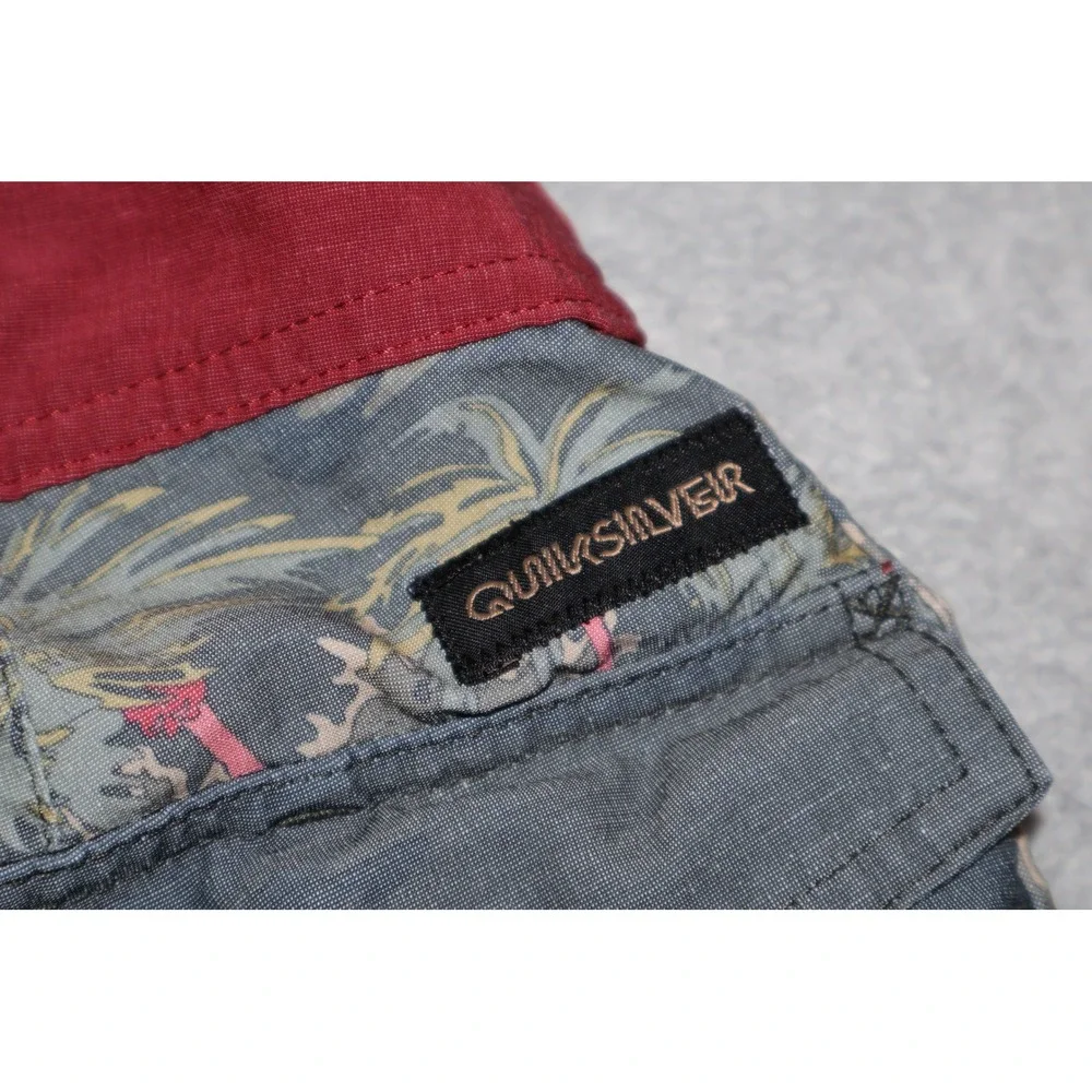 Quiksilver Board Shorts Men 31 Gray Floral Highline Recycled Hemp Stretch